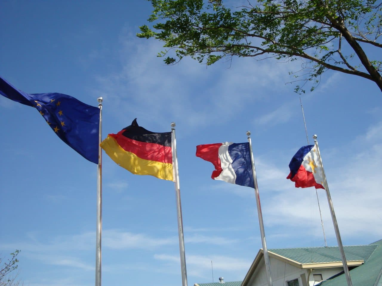 National flags flying side by side